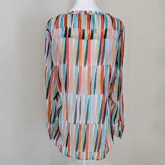 Ariat Sheer Long Sleeve Blouse Multicolor Women's Sz M - Picture 5 of 10